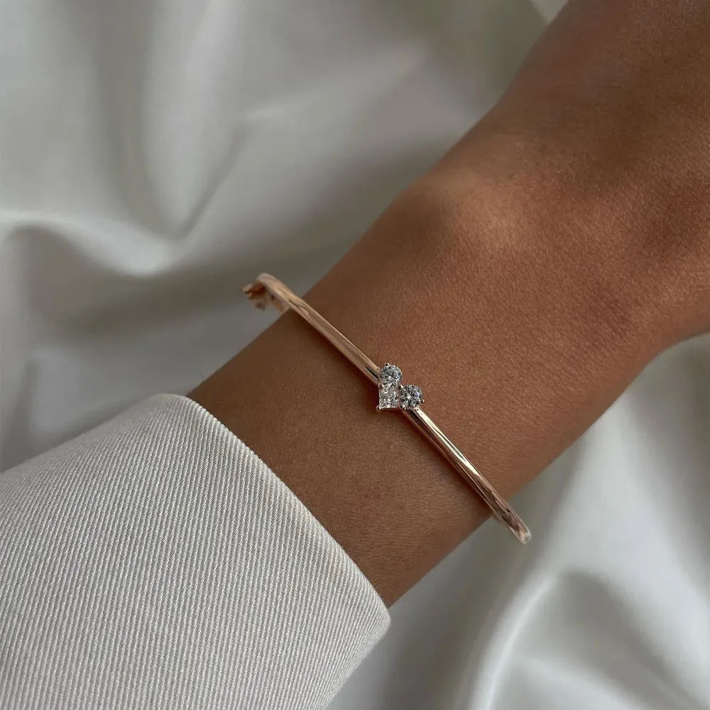 Moissanite Bangles Elegant Women Diamond Solid s925 Silver 17-18cm Wrist