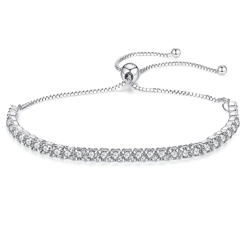 Moissanite Tennis Bracelet 3mm for Women 925 Sterling Silver with Gold Plated Fine Jewelry Lab Diamond Chains Bracelets
