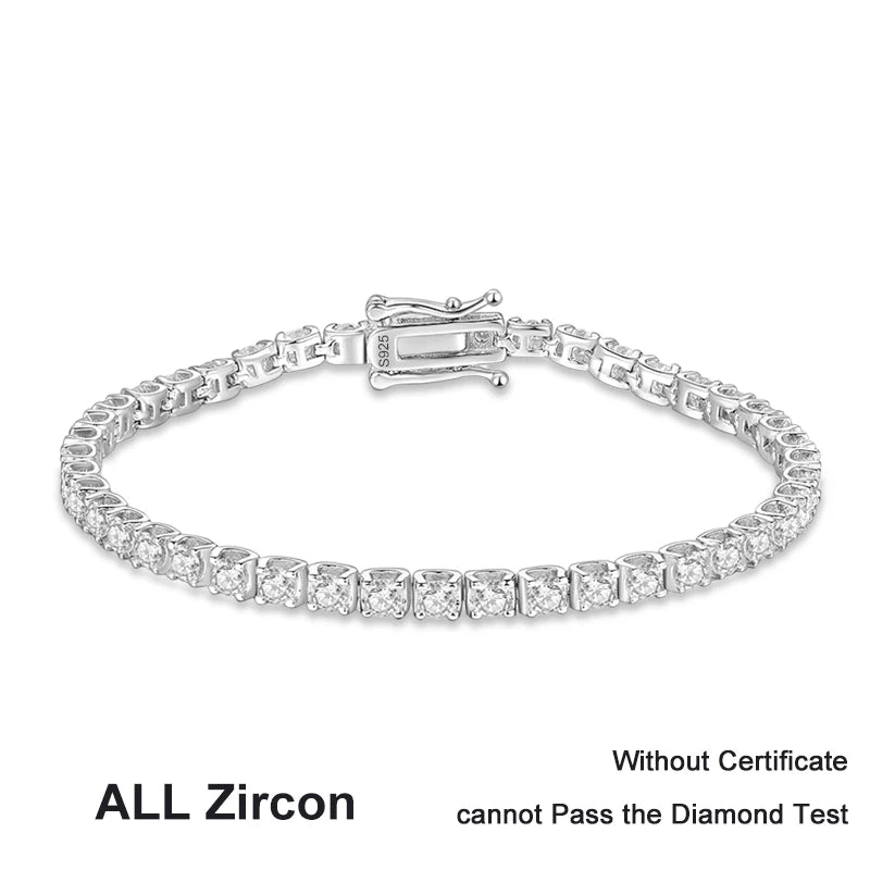 Moissanite Tennis Bracelets 2.5mm Woman 925 Sterling Silver Lab Diamond Women's Hand Bracelet Chain Luxury Jewelry