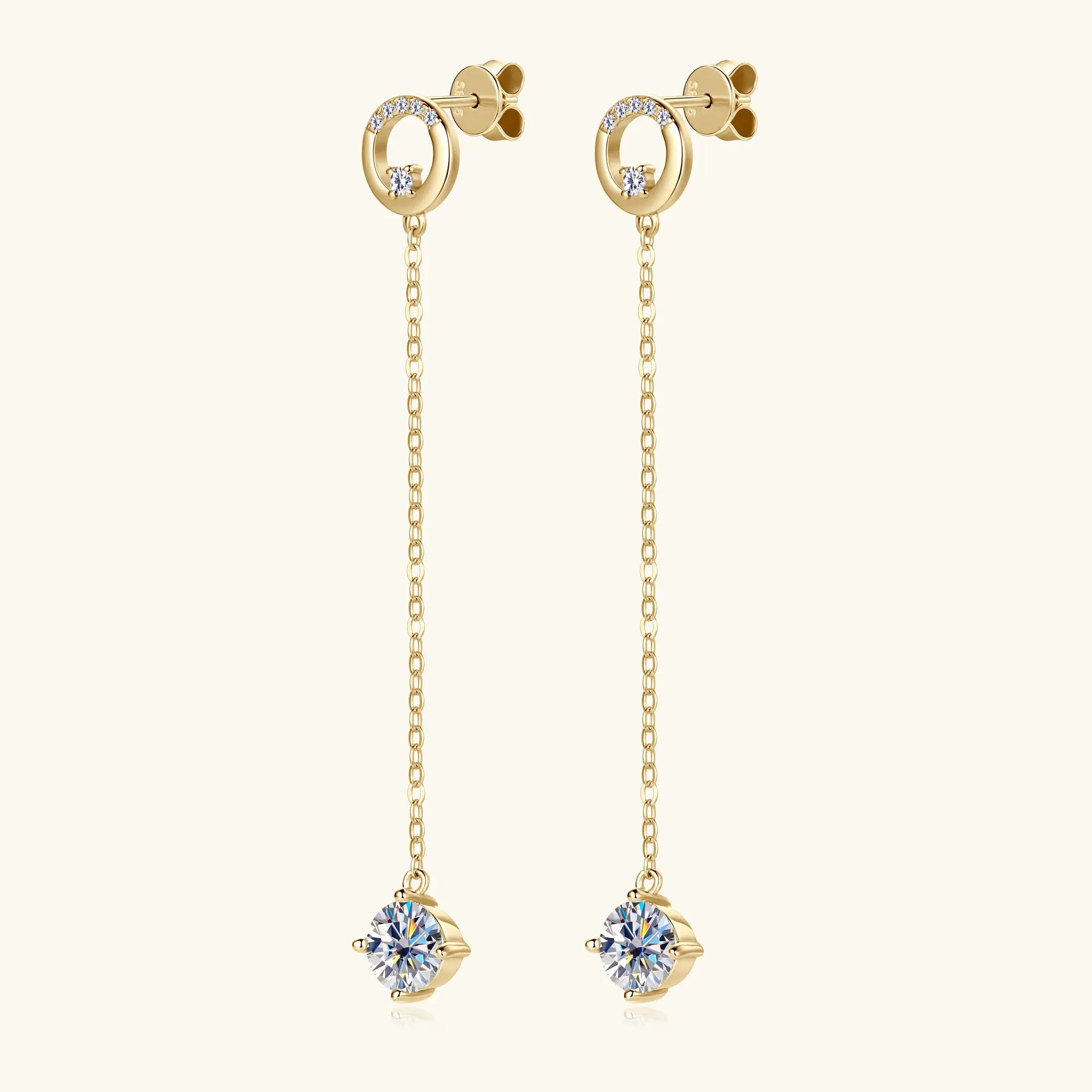 1CT Moissanite Dangle Earrings for Women S925 Sterling Silver Plated 18k Gold Long Tassel Drop Earring Wedding Jewelry
