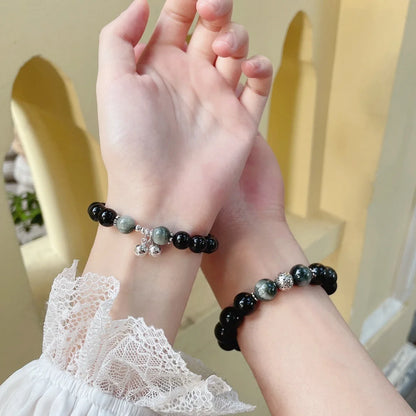 Handmade Gift 925 Silver Obsidian Bracelets