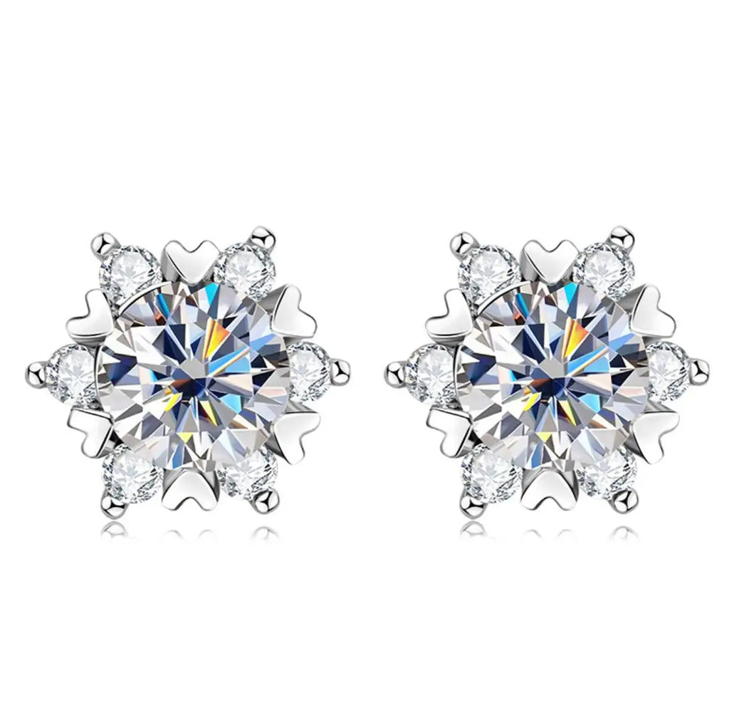6mm Moissanite Heart Stud Earrings Certified Original 925 Silver Diamond Snowflake Earring For Women Luxury Fine Jewelry Gift