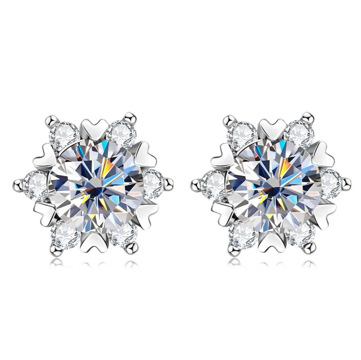 6mm Moissanite Heart Stud Earrings Certified Original 925 Silver Diamond Snowflake Earring For Women Luxury Fine Jewelry Gift