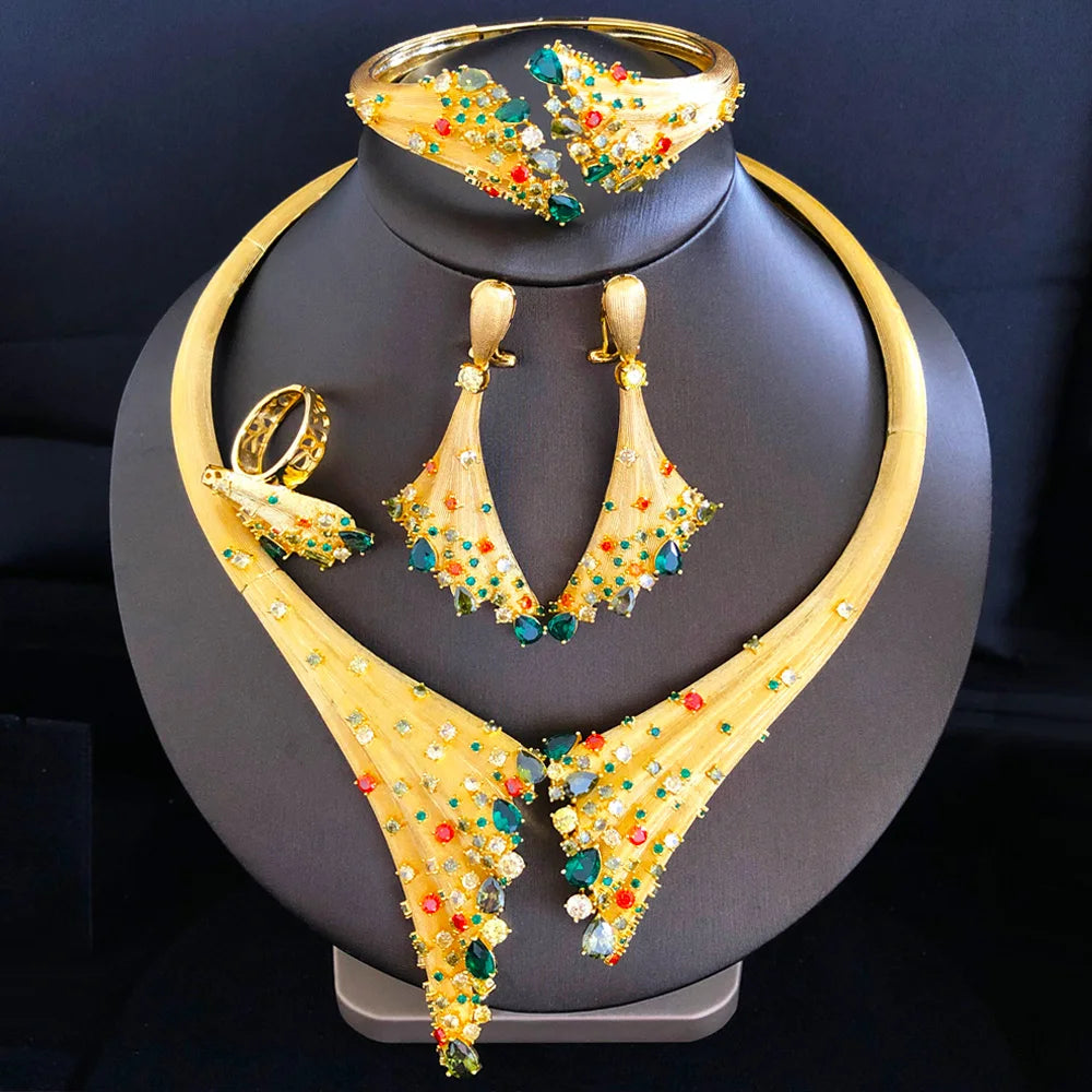 4pcs African Dubai Jewelry Sets for Weddings