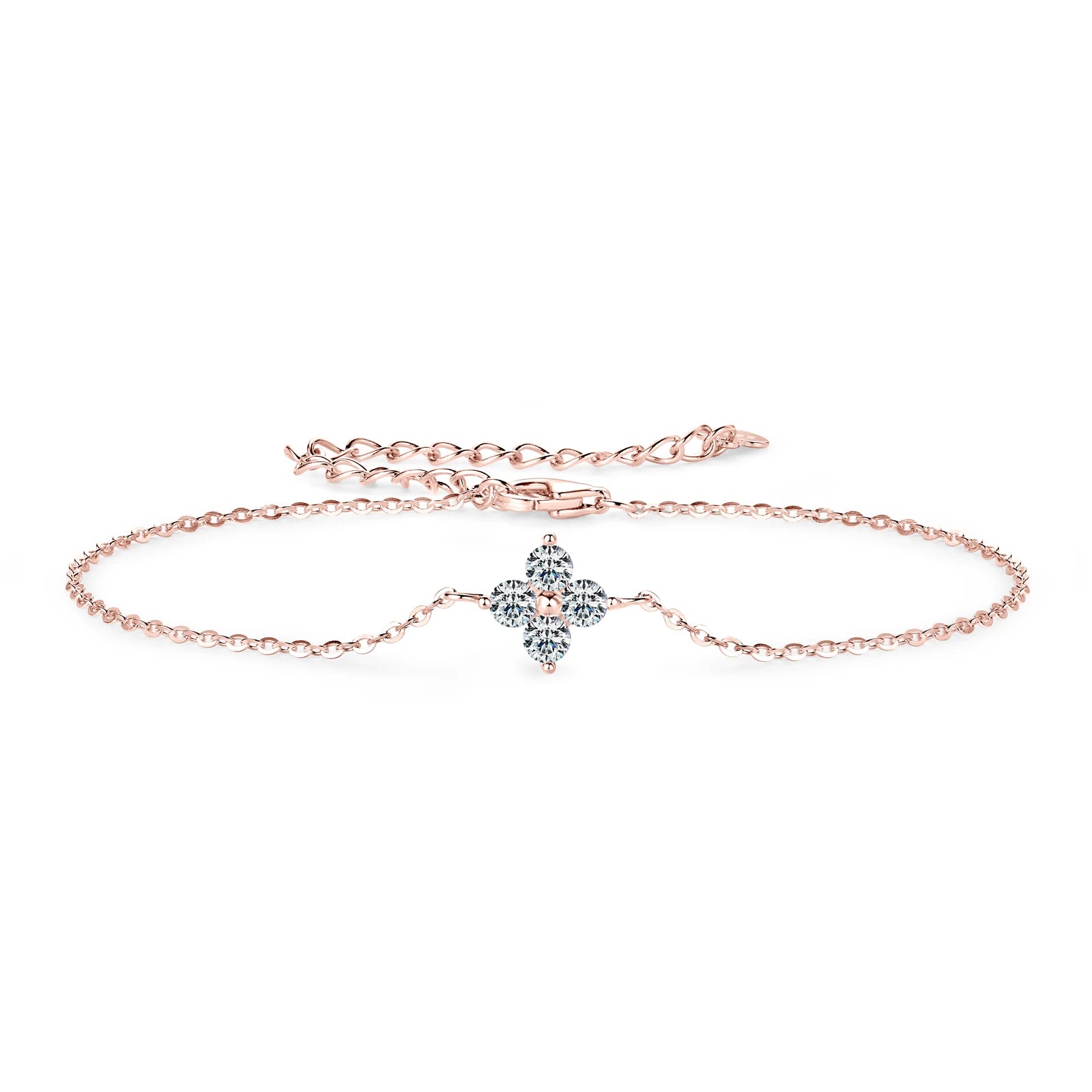 Certified Moissanite Bracelet 925 Sterling Silver Four Leaf Clover Chain Bracelets Plated Rose Gold for Women's Luxury Gifts GRA