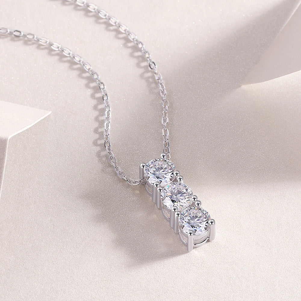 18K Plated GRA Certified Moissanite Pendant Necklace 5mm Lab Diamond Wedding Female Necklace 925 Silver Jewelry