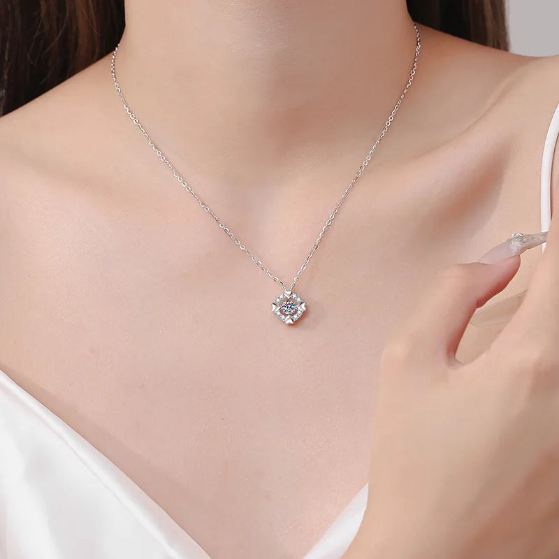 Shiny White Gold 18K 0.5CT 100% VVS D Color Moissanite Necklaces for Women Sparkling Lab Diamond Pendants Female Wedding Jewelry