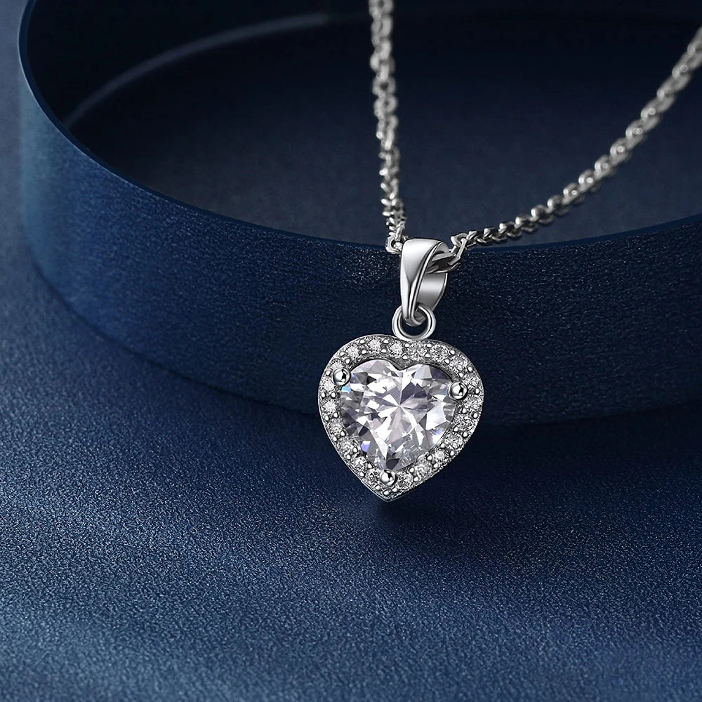 Moissanite Necklace for Women Dainty 18k Gold Plated 925 Sterling Silver 1CT Heart Cut  Neck Chain Pendant with GRA Certificate