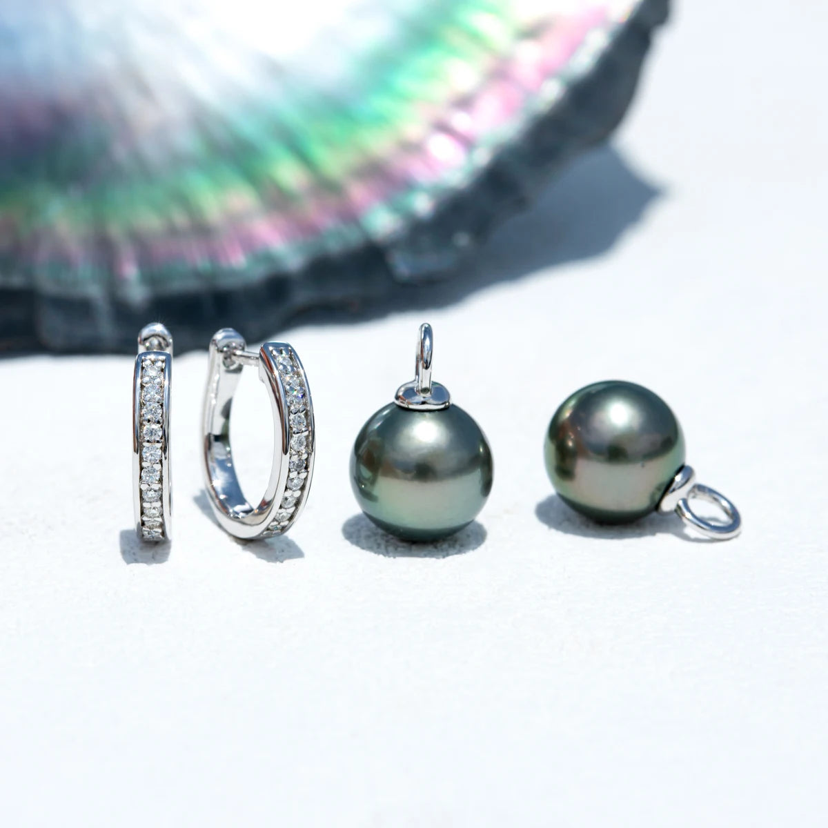10-11mm Natural Tahitian Black Pearl Multipurpose Earrings