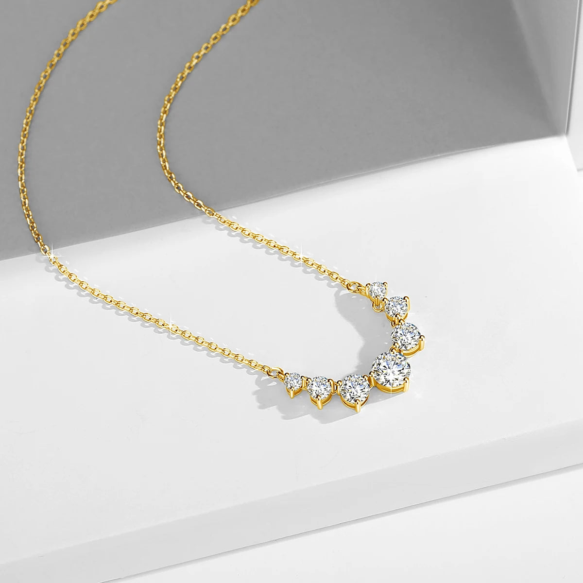 Moissanite Necklace For Women Solid 925 Sterling Silver 2.8ct 7 Stone