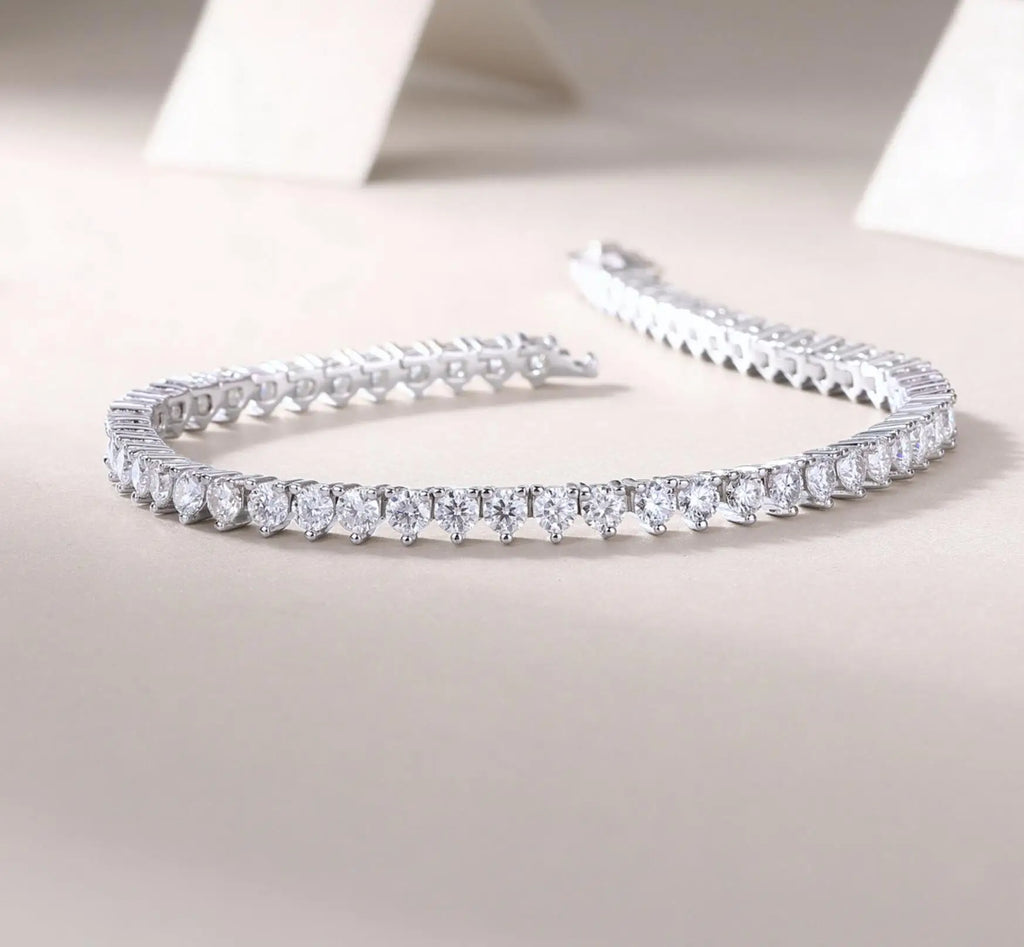 Moissanite Tennis 3mm Bracelet for Women Silver 925 Original Certified Bracelet 18K White Gold Plated Bangle Femme GRA