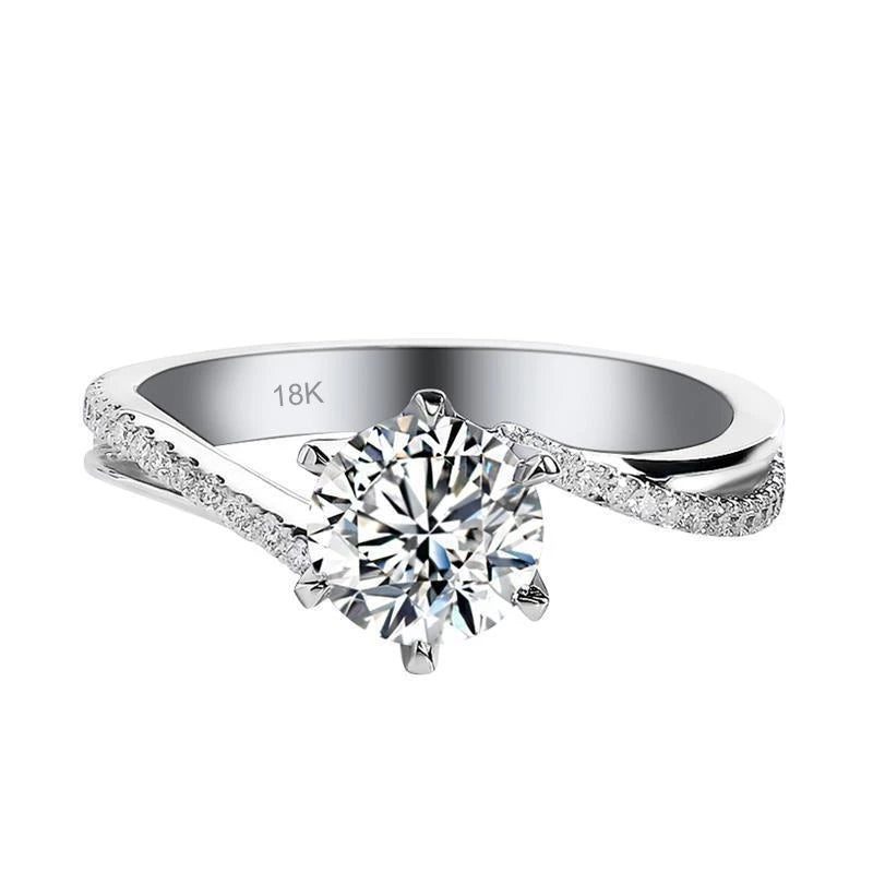 Lover Valentine's Day 18K White Gold Birthday Gift Rings 1CT Moissanite Diamond Women Wedding Band PT950 Platinum Party Jewelry