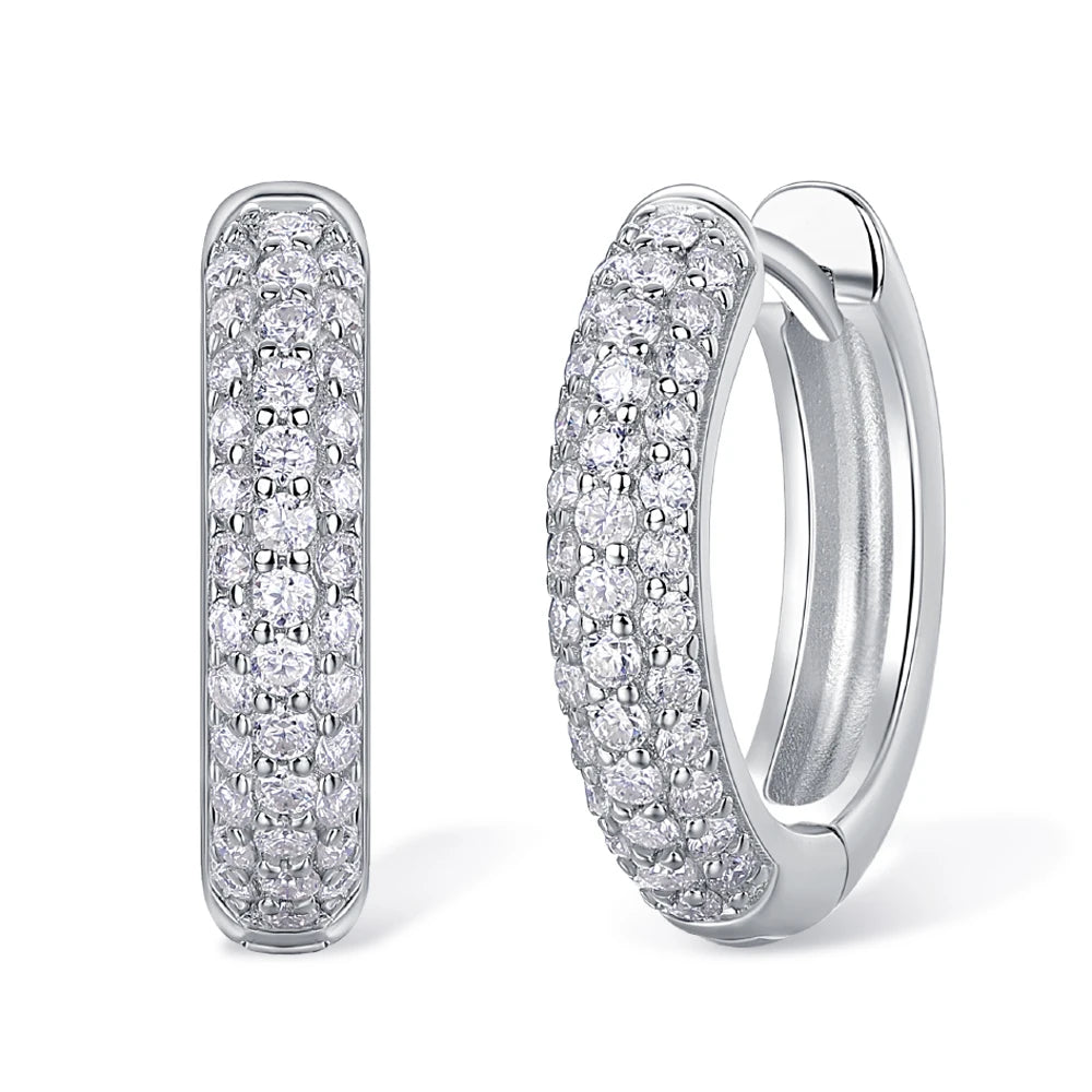 Moissanite Hoop Earrings for Women 18K Real Gold Plated Sterling Silver Hypoallergenic Lab Created Diamond Huggie Earrings