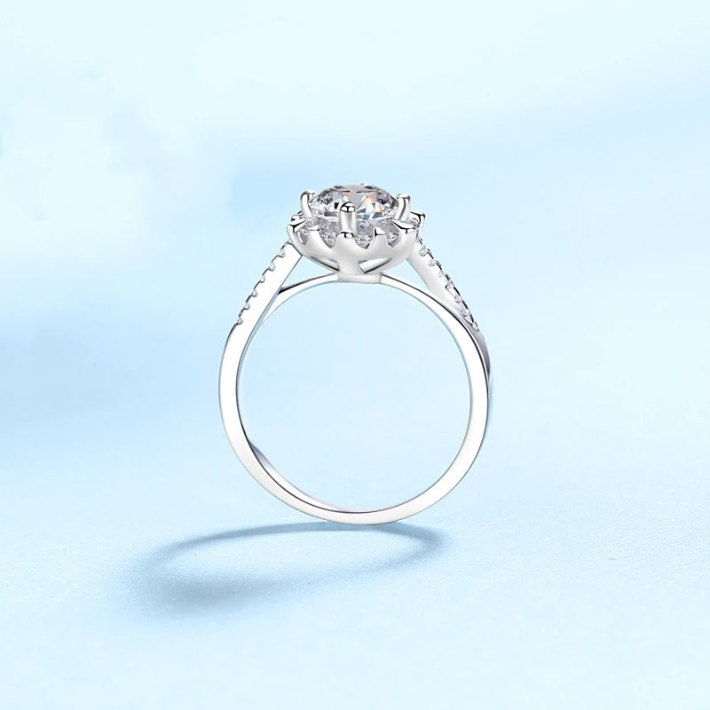 Women Engagement 18K White Gold Wedding Band 0.5/1CT Moissanite Diamond Girl Friend Birthday Gift PT950 Mother's Day Twist Rings