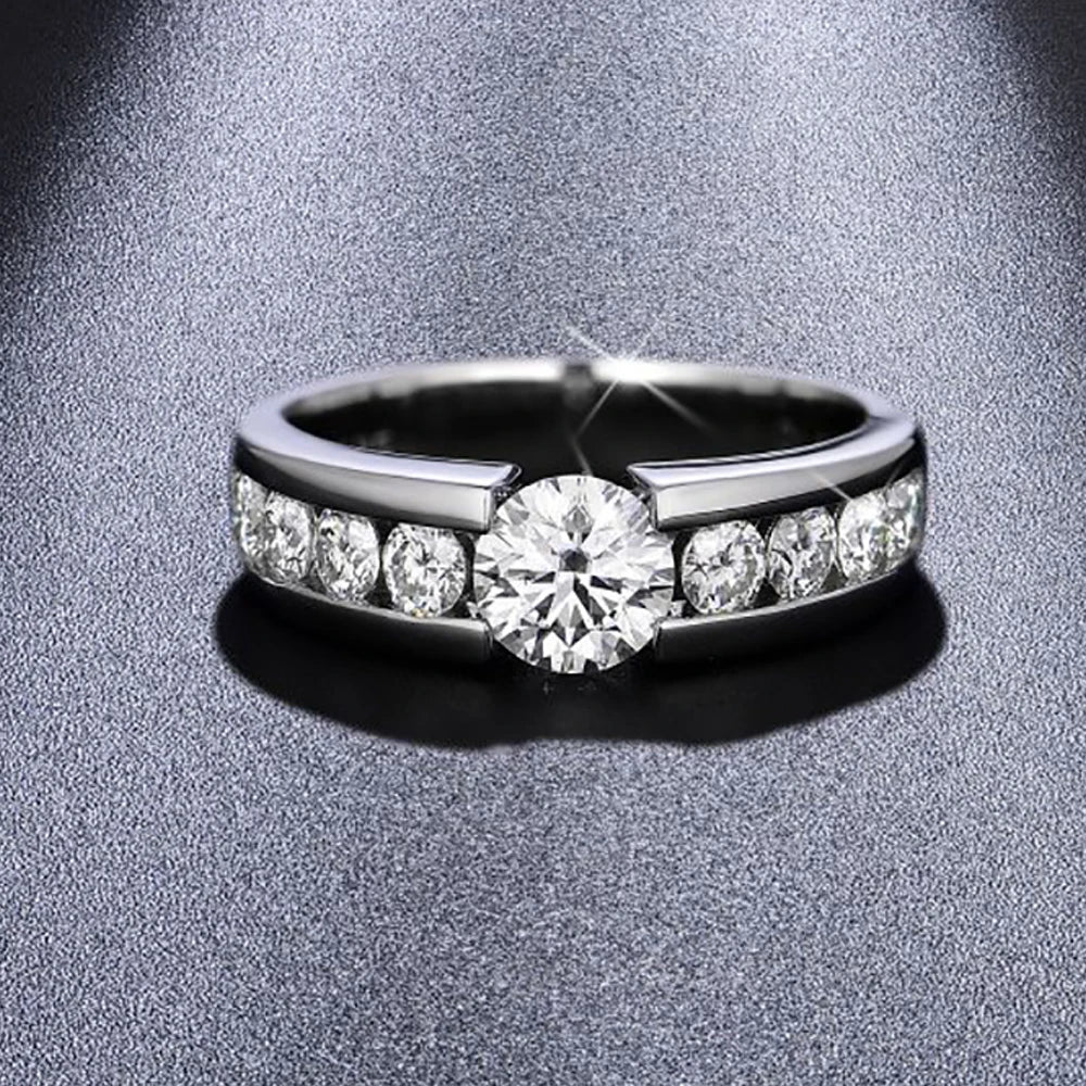 2.2ct D Color All Moissanite Rings For Women Man Wedding Bridal 100% S925 Sterling Silver Plated 18K