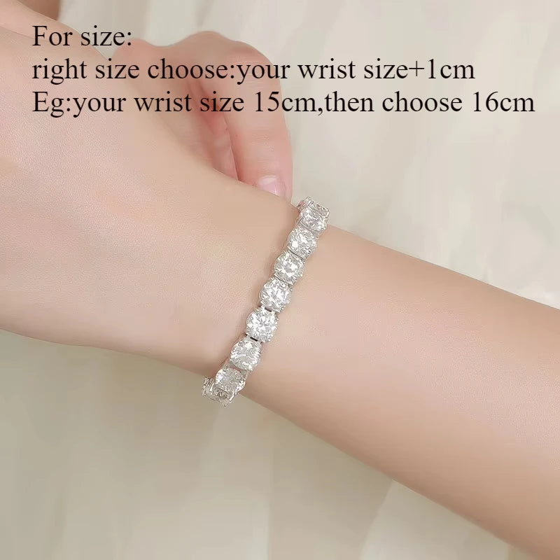 Full Moissanite Tennis Bracelets Each 6.5/8mm for Women Men Hip Hop Original Full Diamond 925 Sterling Silver Chain GRA