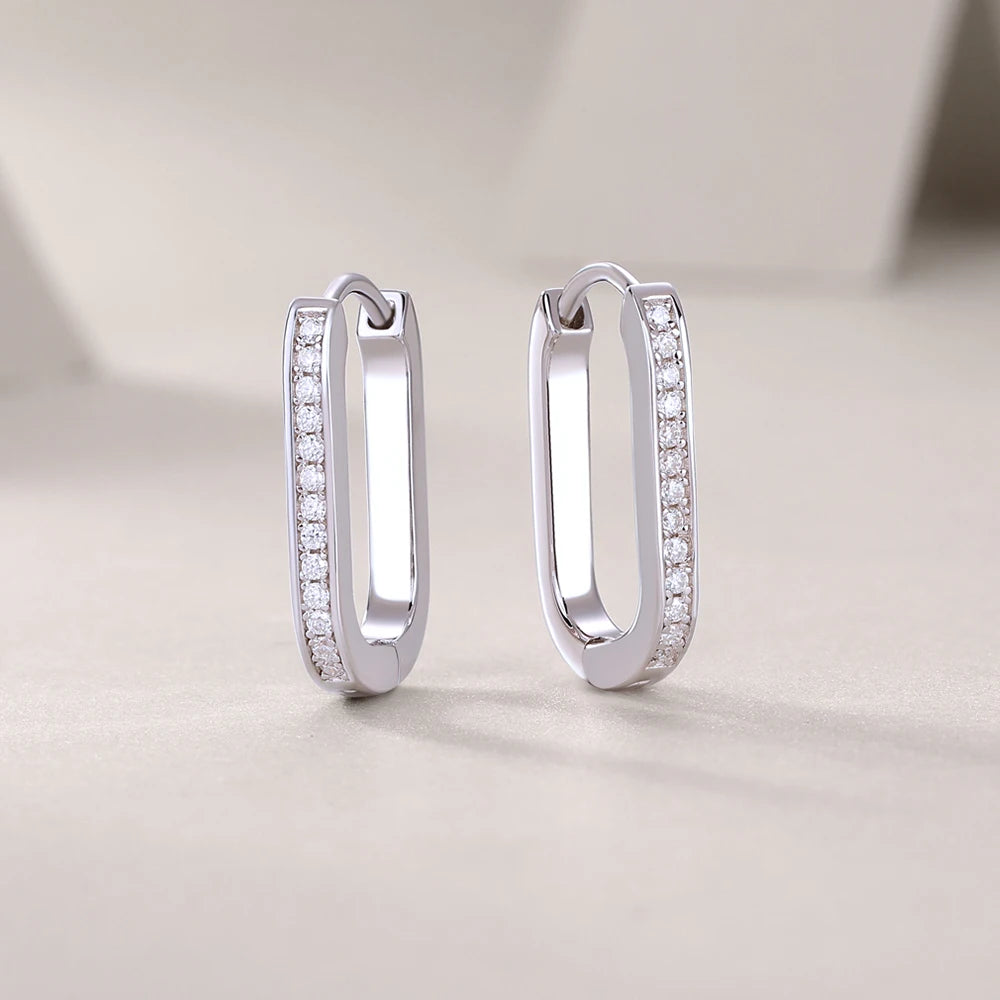 18K Plated Moissanite Earrings for Women Original Certified 925 Sterling Silver Hoop Earrings Minimalist Trendy Piercing Jewelry