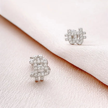 Hiphop Moissanite Bitcoin Stud Earrings