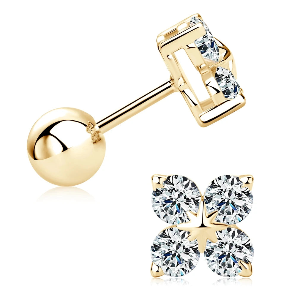 925 Silver Earrings Moissanite Four Leaf Clover Drop Earring