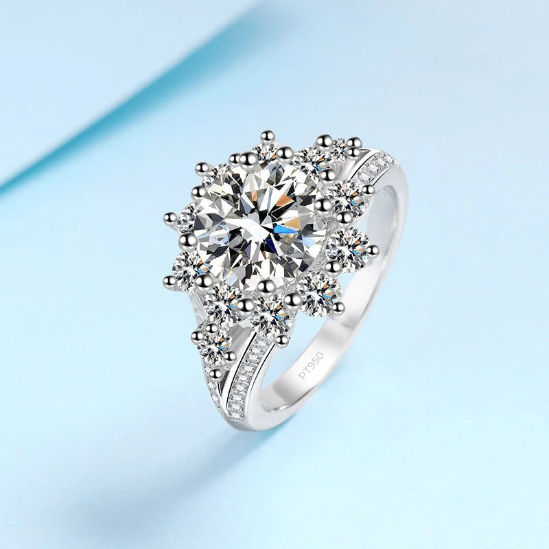 Platinum PT950 Moissanite Diamond Wedding Ring