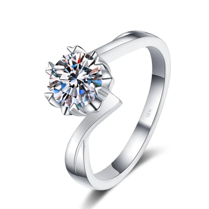 Designer 18K White Moissanite Diamond Rings