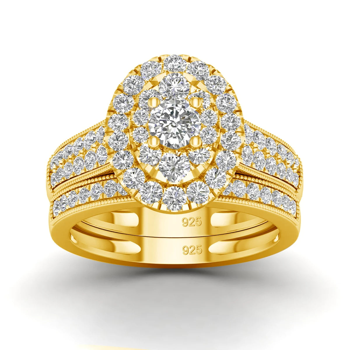 Moissanite Engagement Rings Set Bridal Jewelry 2PCS