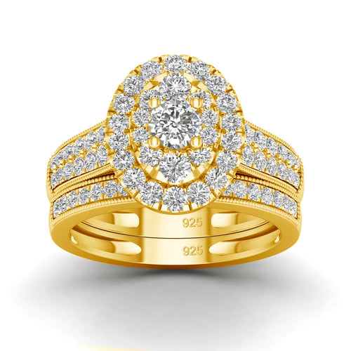 Moissanite Engagement Rings Set Bridal Jewelry 2PCS