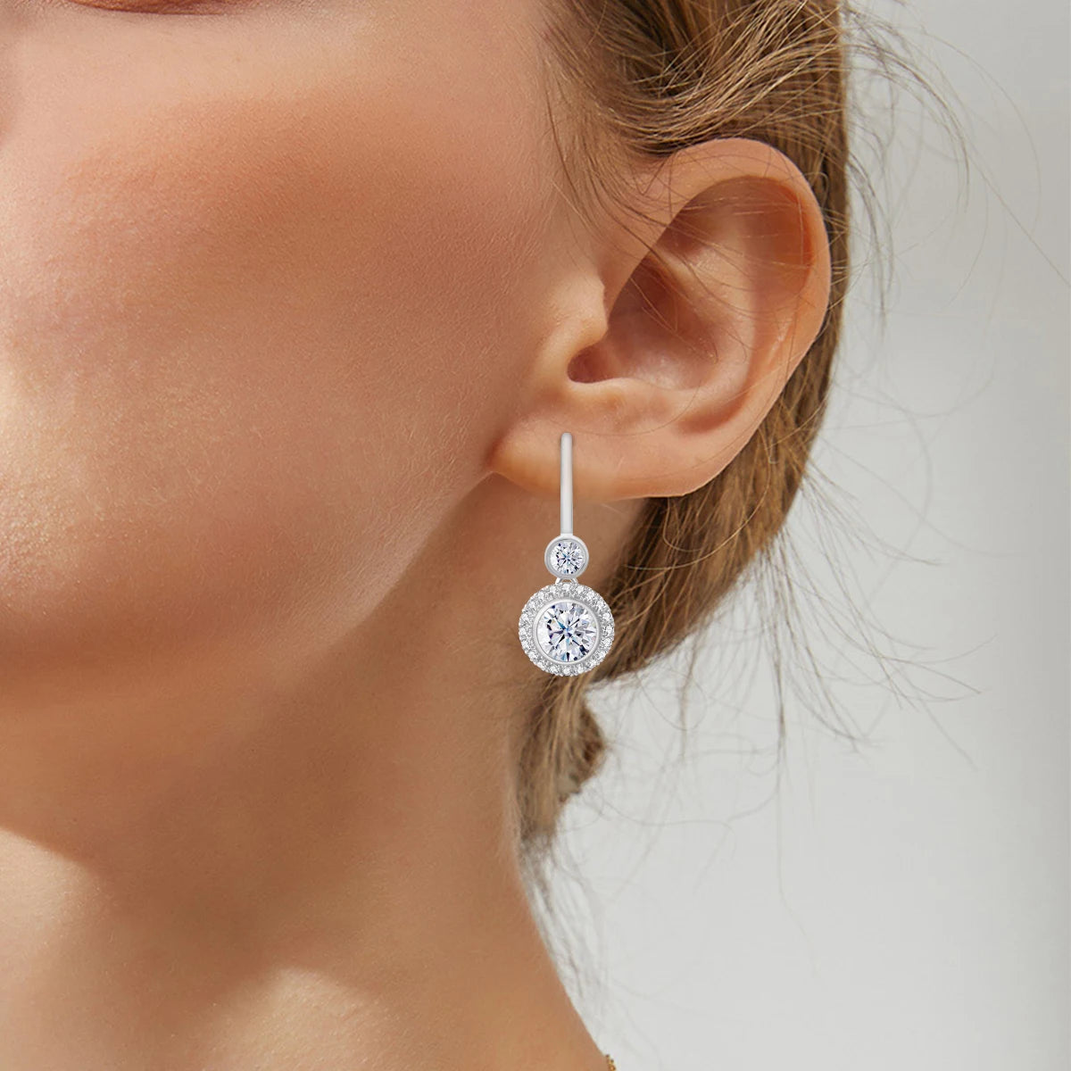 Moissanite Drop Earrings 100% Silver 925 1ct