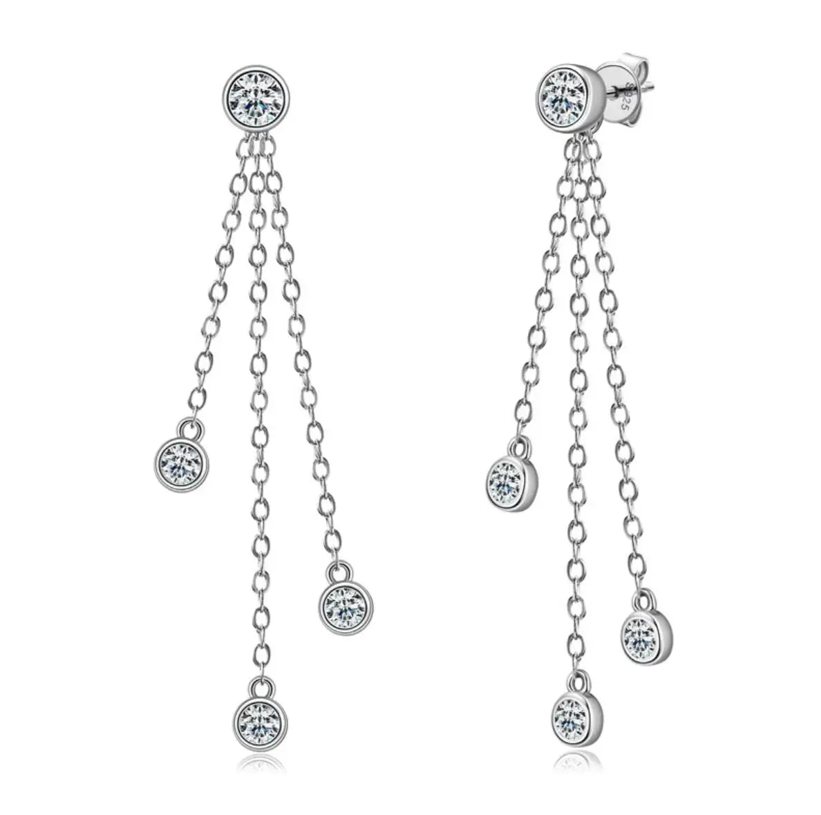 Full Moissanite Dangle Earrings 100% 925 Silver Original Certified Diamond Long Tassel Drop Earring For Women Jewelry Trend