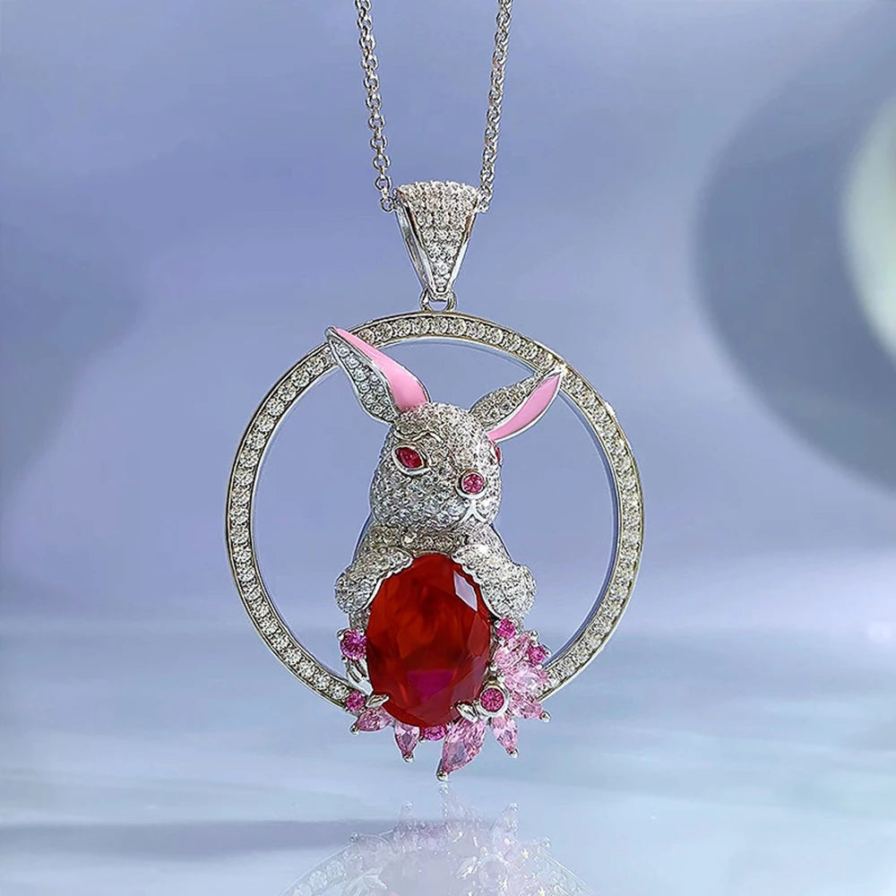 Moissanite Rabbit Pendant Necklace