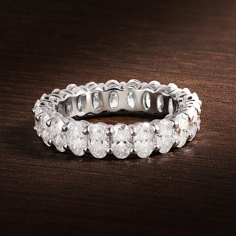 Oval Moissanite Eternity Band - D VVS1 S925 Silver 3x5mm
