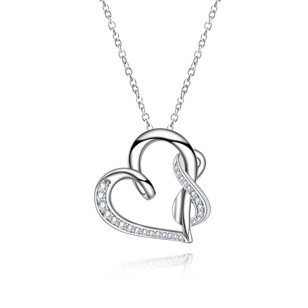 Moissanite Infinite Heart Necklace – 925 Sterling Silver Gift