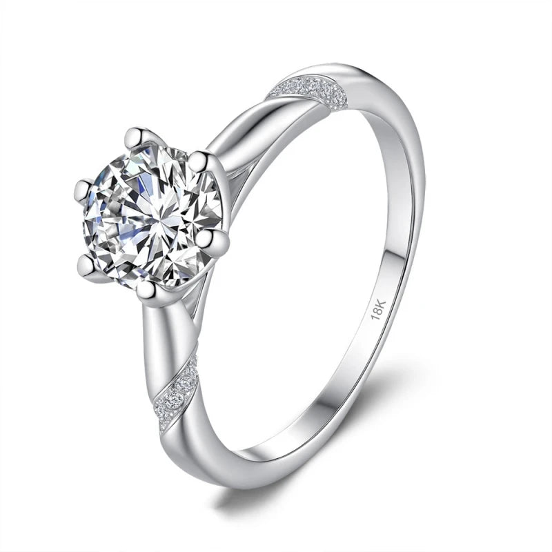 Women Engagement 18K White Gold Wedding Band 0.5/1/1.5/2/3CT VVS D Color Moissanite Diamond PT950 Platinum Girl Birthday Gift