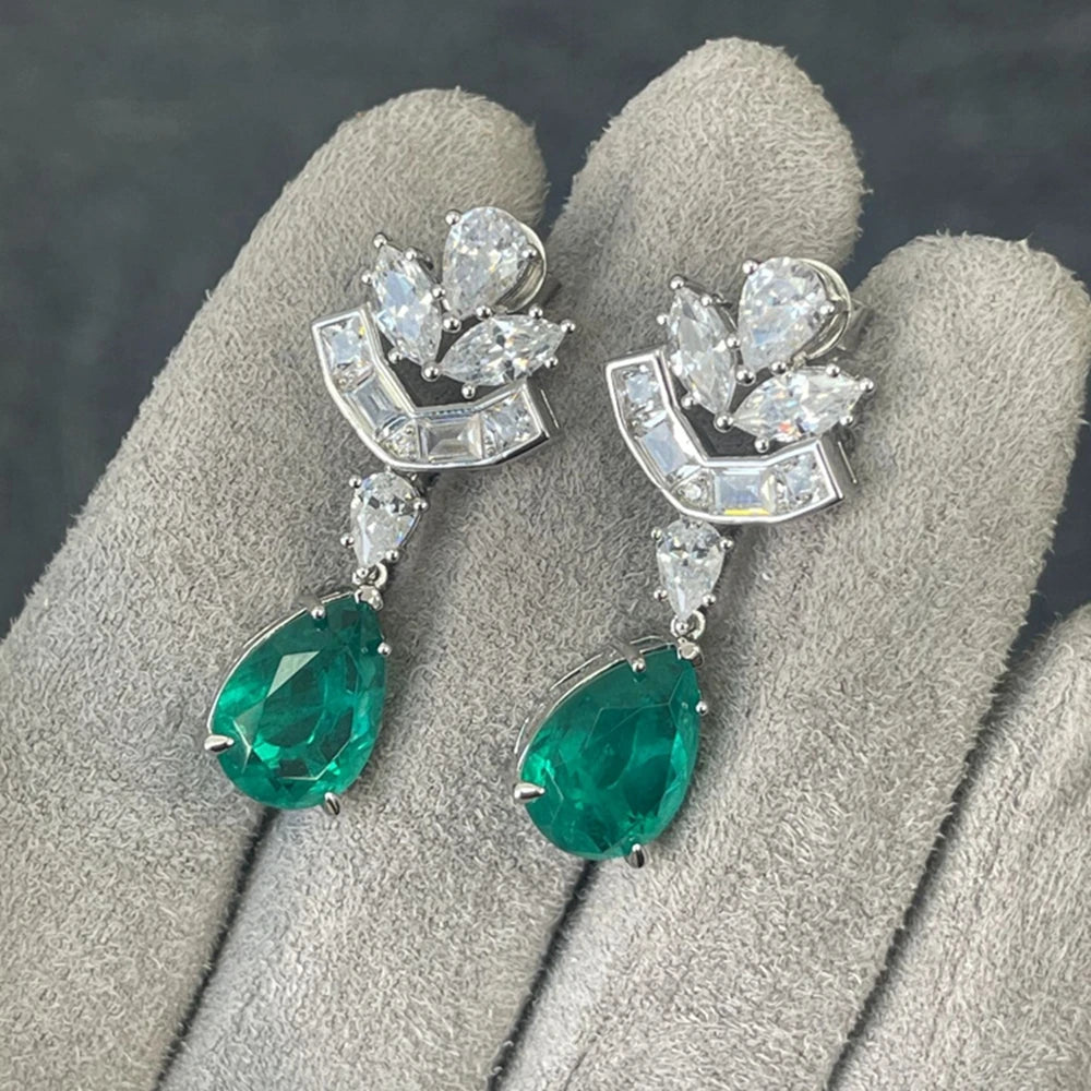 925 Sterling Silver Emerald High Carbon Diamond Gemstone