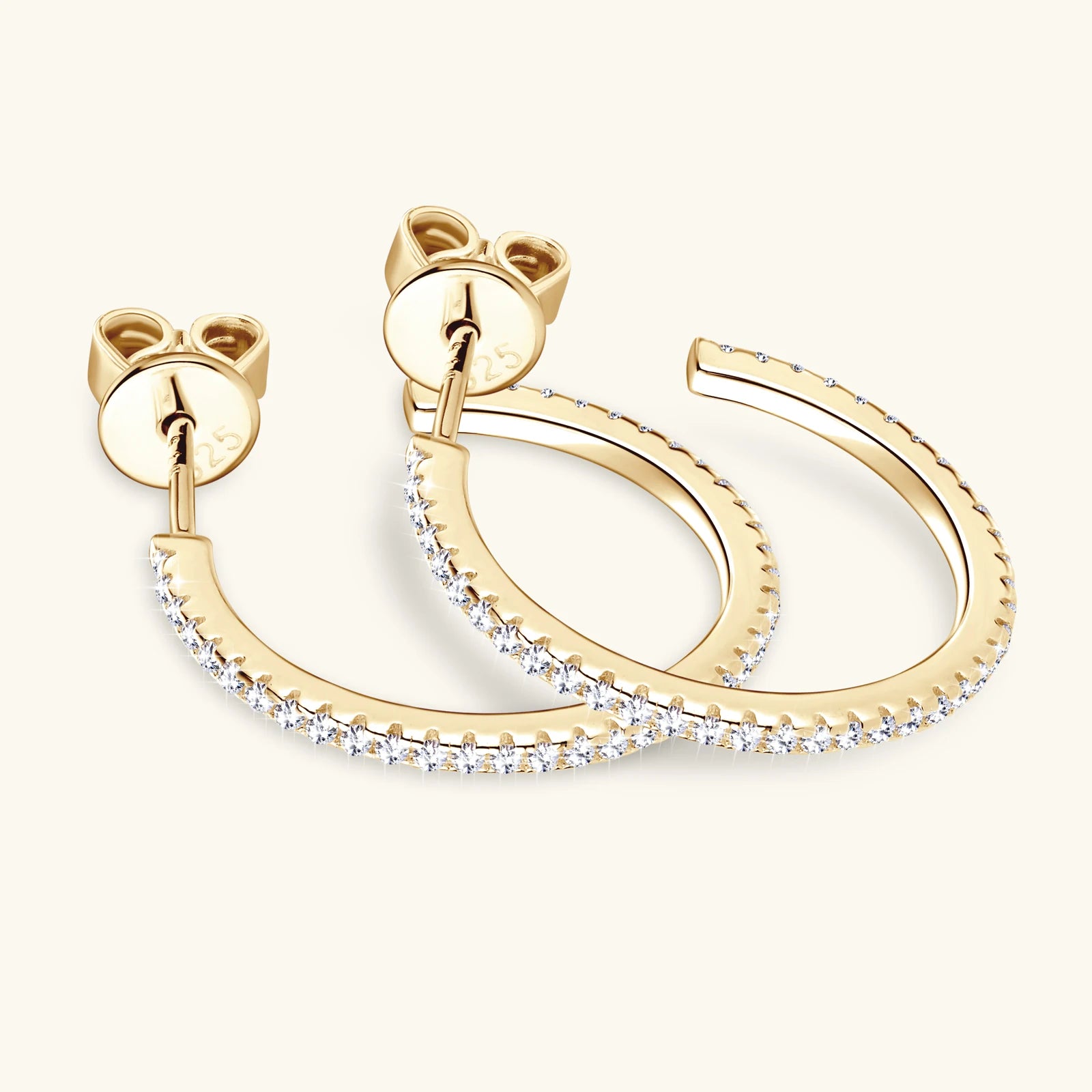 Moissanite Hoop Earrings for Women Classic Sparkly Bridal Jewelry 925 Sliver Plated 18K Gold 1mm GRA Certified