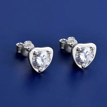 2ct Moissanite Heart Stud Earrings