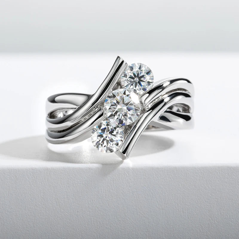 Moissanite Diamond Vintage Women Engagement Jewelry 925 Sterling Silver Female Wedding Rings 1.2 Carat
