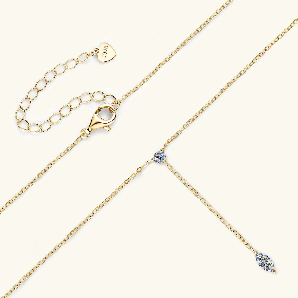 Marquise Cut Moissanite Necklaces Long Tassel Clavicle Chains Necklace for Women 925 Sterling Silver Jewelry Collares