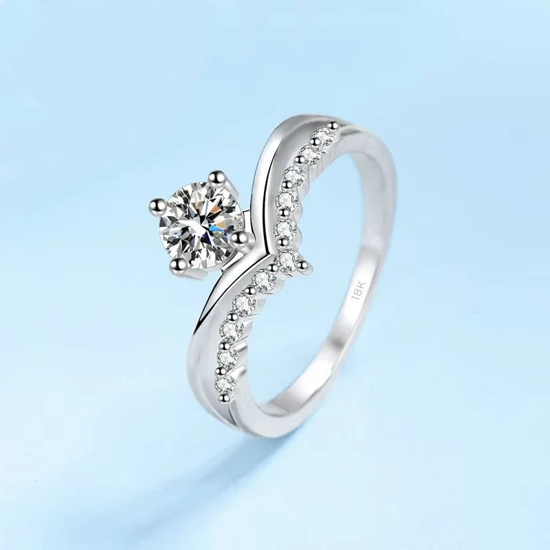 Engagement 18K White Gold Wedding Band Women Birthday Gift 0.5CT Moissanite Diamond Girl Valentine's Day PT950 Platinum Rings