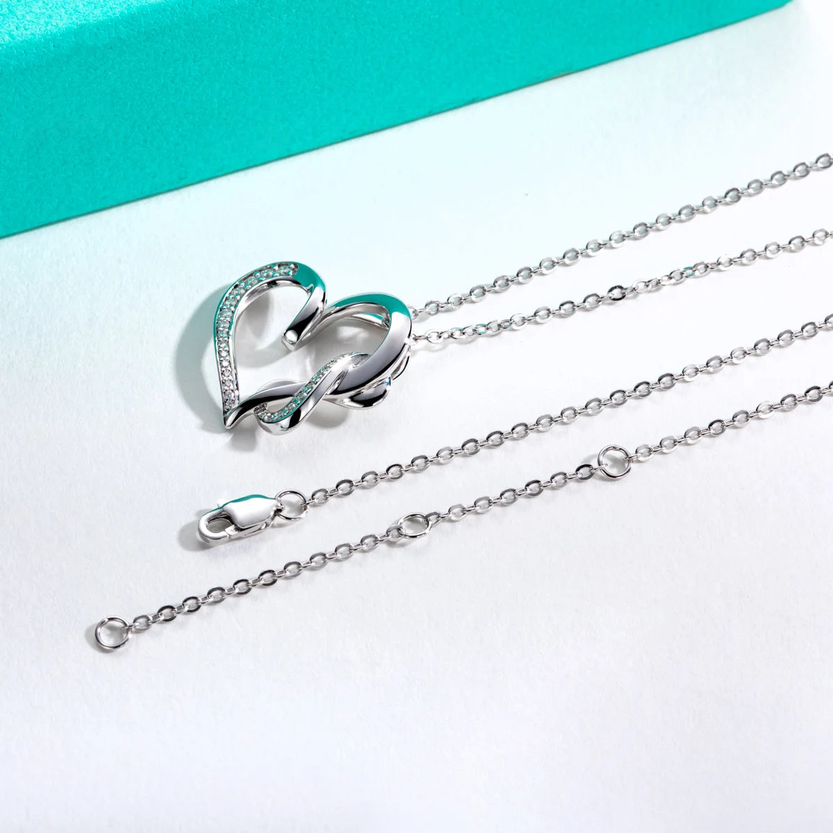 Moissanite Infinite Heart Necklace – 925 Sterling Silver Gift