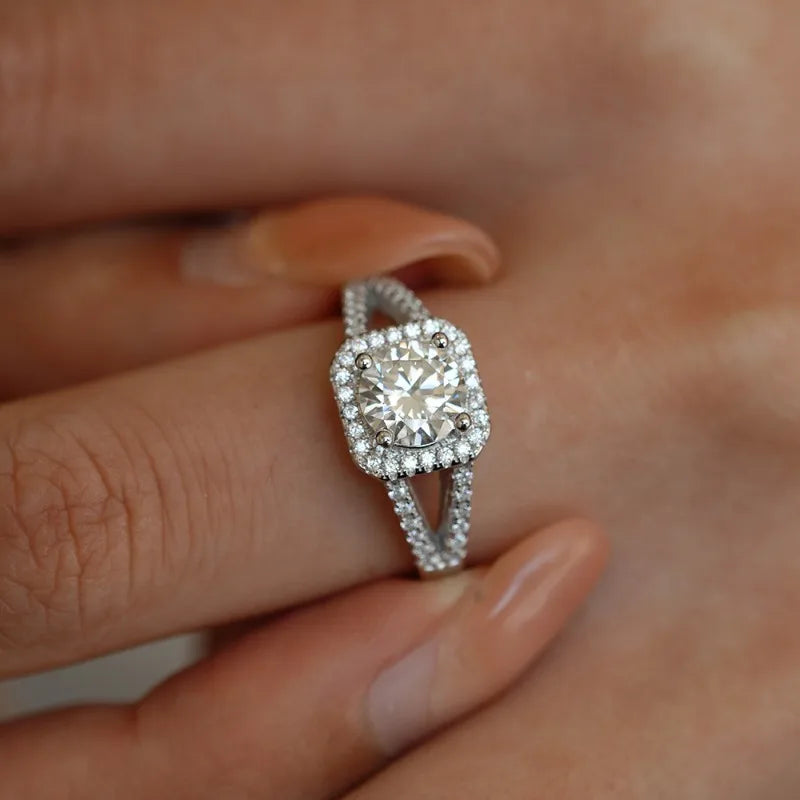 Girl Valentine's Day 18K White Gold Birthday Gift Rings 1CT Moissanite Diamond Women Engagement PT950 Platinum Lady Wedding Band