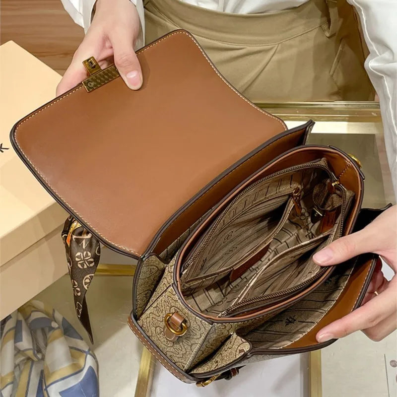 Genuine leather handbag designer fashionable single shoulder crossbody bag