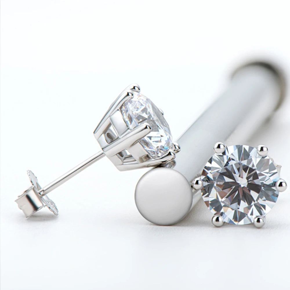 Luxury 3CT Moissanite Stud Earrings for Women Men 18K Yellow Gold Plated Orginal 925 Silver 9mm Diamond Earring Wedding Jewelry