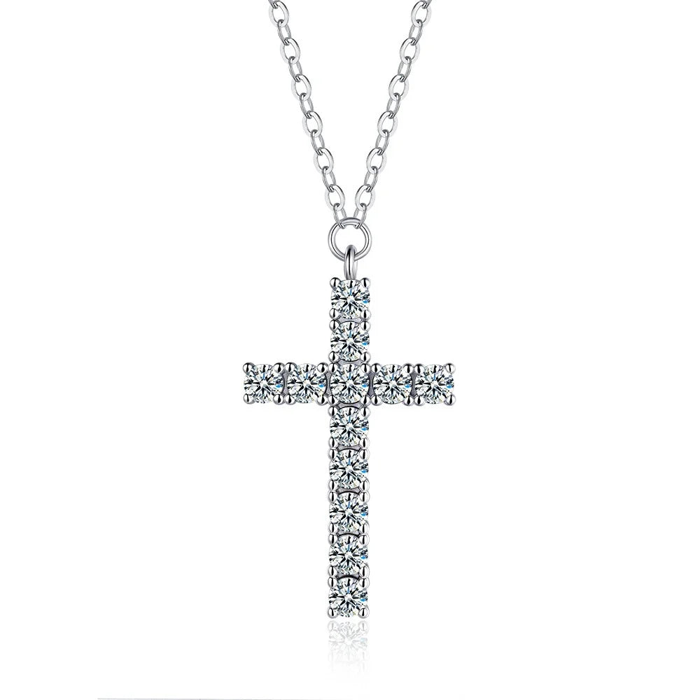 Cross Necklace for Women's Light Luxury Moissanite 18k White Gold Personal Niche Design High-end Platinum Pt950 Fine Jewelry