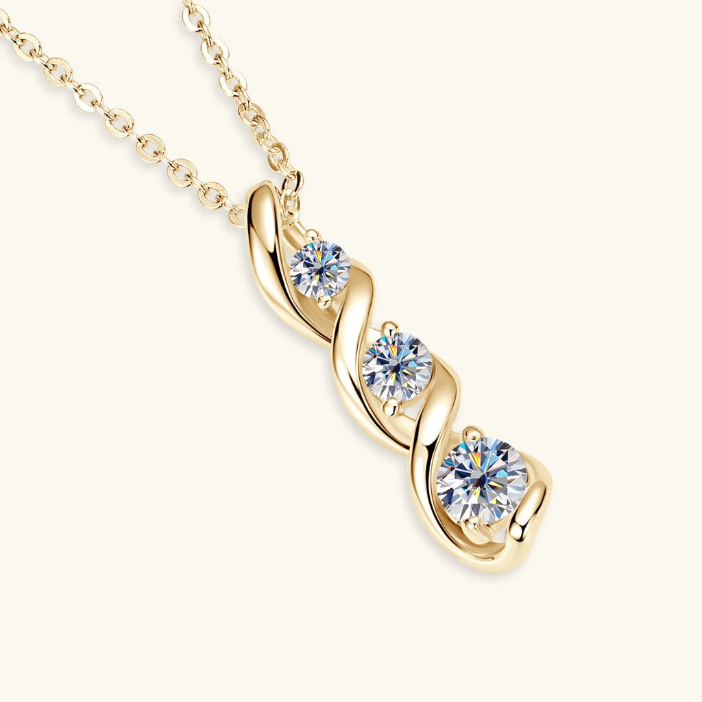 Moissanite Diamond Necklace Gift for Women 925 Sterling Silver 18K White/Yellow Gold Plated Twisted Pendant Chain