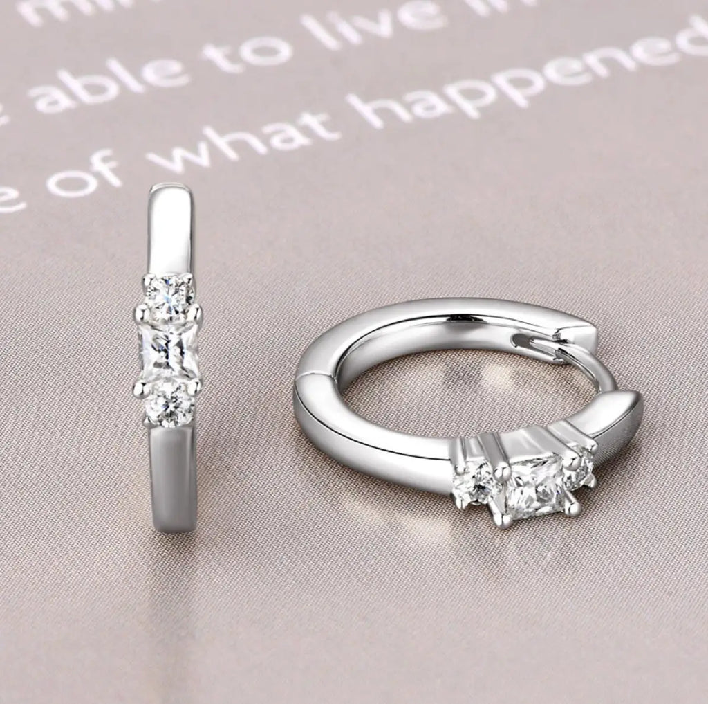 Earrings for Women Original Certified 925 Sterling Silver Plated Gold Hoop Earring 2.5mm Moissanite Fine Jewelry Gift