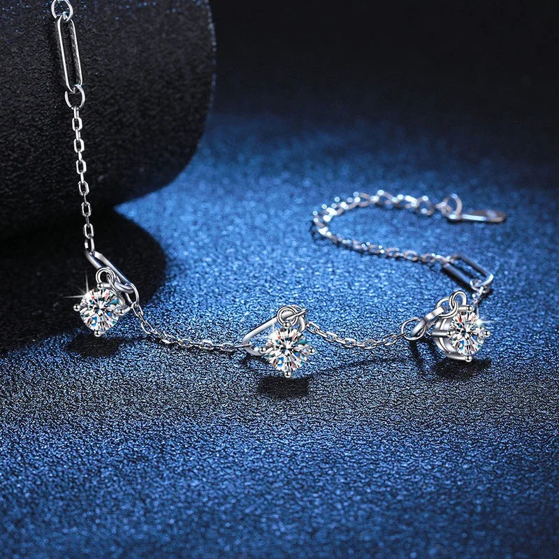 All Moissanite Bracelets for Women s925 Sterling Silver with Gold Plated Lab Diamond Women Luxury Chain Bracelet Jewelry