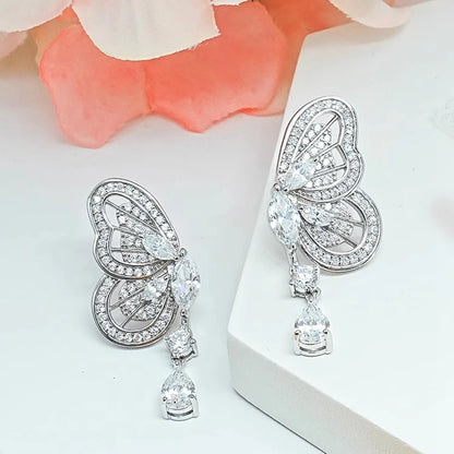 Moissanite Butterfly Drop Earrings