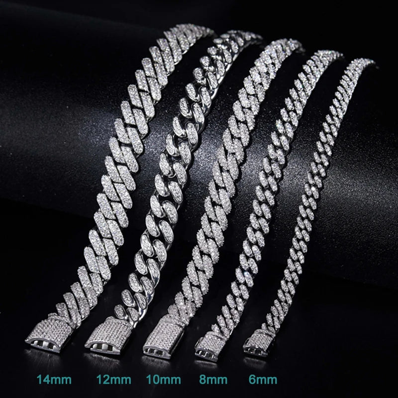 All Moissanite Cuban Hip Hop Bracelet for Men 6mm 8mm Full Diamond with GRA 925 Sterling Silver Teen Girls Chain