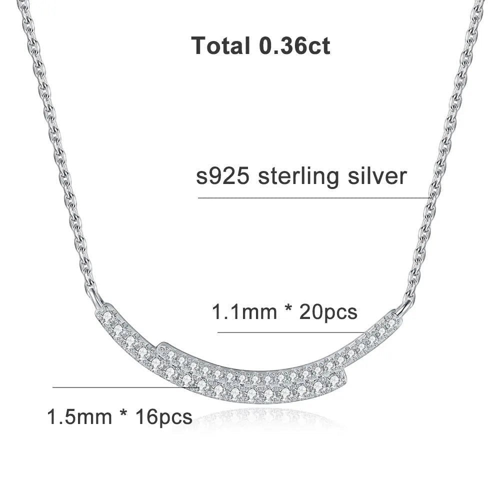 Bee-Bees 18k gold plated s925 sterling silver necklace with D VVS1 Moissanite stones in a curved smile pendant design.